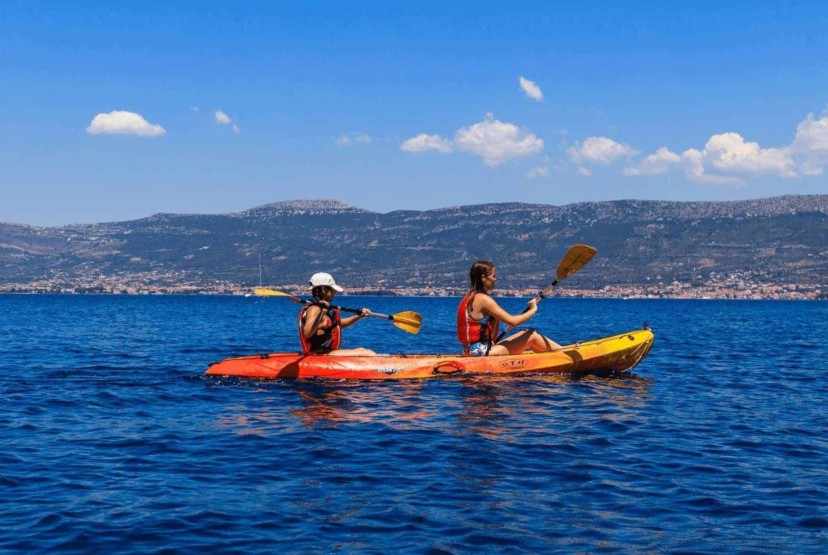 Sea kayak in Split Croatia, active holiday, paddling, swimming, diving & sunbathing around Marjan Hill, adventurous tour, Adriatic sea